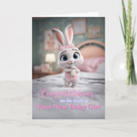 Joli Lapin Rose Félicitations pour la Nouvelle Pet