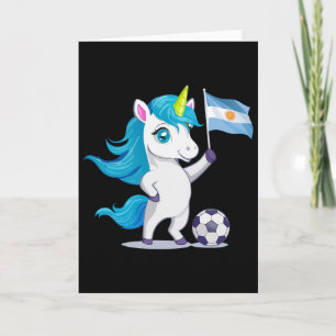 Carte Joli licorne aux racines argentines jouant au foot