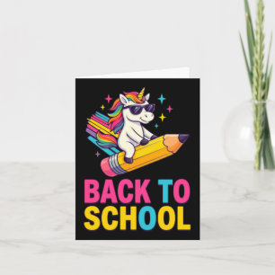 Carte Joli licorne retour à l'école premier jour d'école
