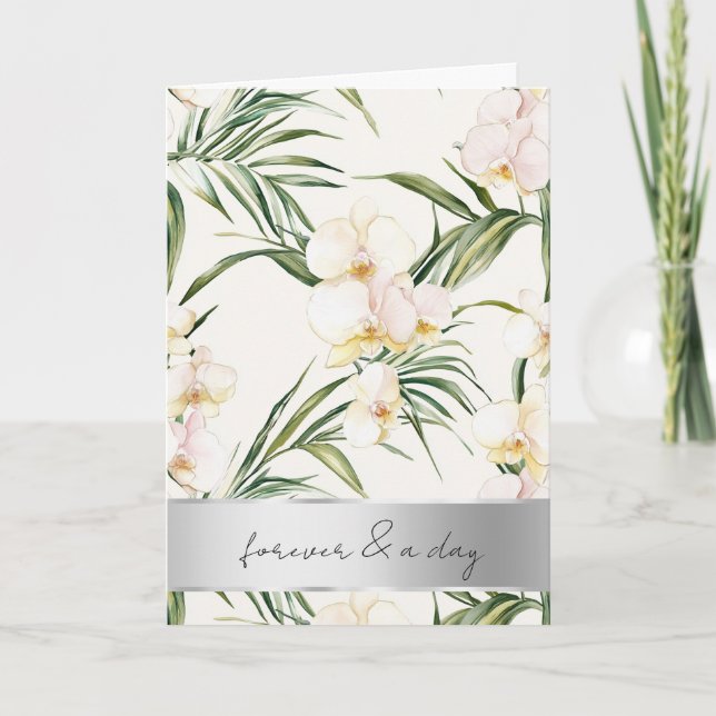 Carte Joli Mariage d'orchidées à la crème blanche (Devant)