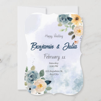 Carte Joli mariage floral bleu bleu bleu bleu-bleu-bleu