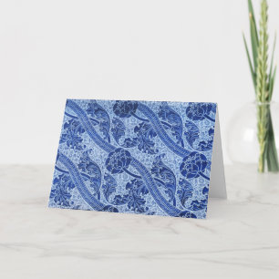 Carte Joli motif floral Art Nouveau Bleu