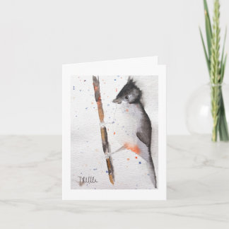 Carte Joli oiseau aquarelle Noël