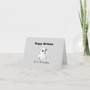 Carte Joli ours polaire blanc sur fond gris pour un anni