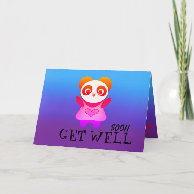 Carte Joli Panda Obtenir Bien Amour Soin de guérison (Devant)