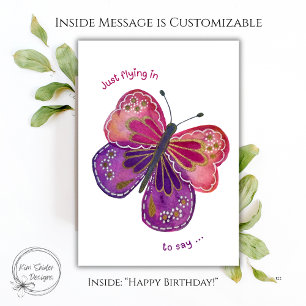 Carte Joli Papillon Aquarelle Anniversaire
