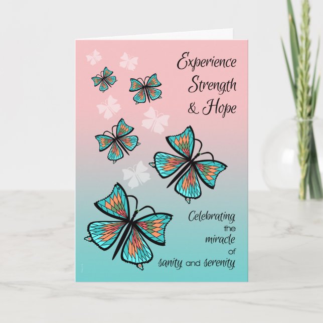 Carte Joli papillons de récupération Anniversaire Annive (Devant)