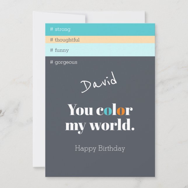 Carte Joli petit ami Peinture Bleu Couleurs Joyeux Anniv (Devant)
