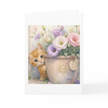 Joli petit chaton orange et fleurs sauvages – Pour