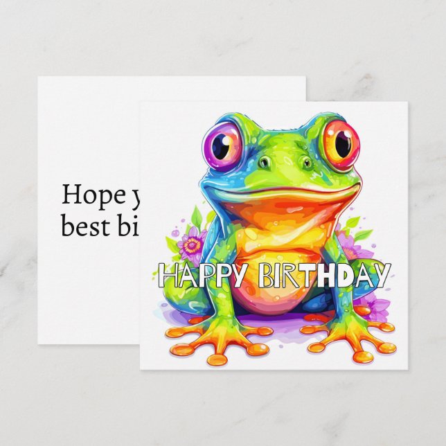 Carte Joli Petit Froggie Coloré (Devant / Derrière)