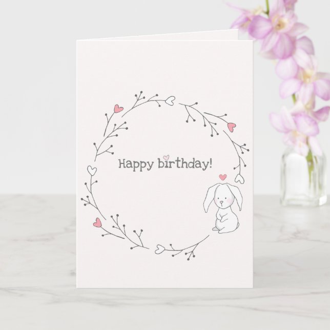 Carte Joli Petit Lapin - Joyeux Anniversaire (Orchidée)