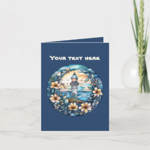 Carte Joli phare en faux vitrail ajouter du texte