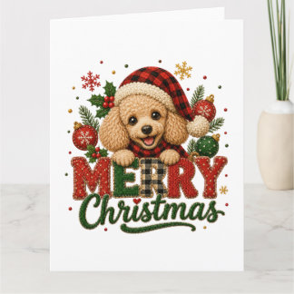Carte Joli Poodle Joyeux Noël