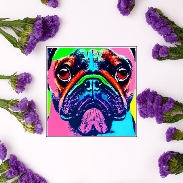 Carte Joli portrait Carlin coloré style pop art (Créateur téléchargé)