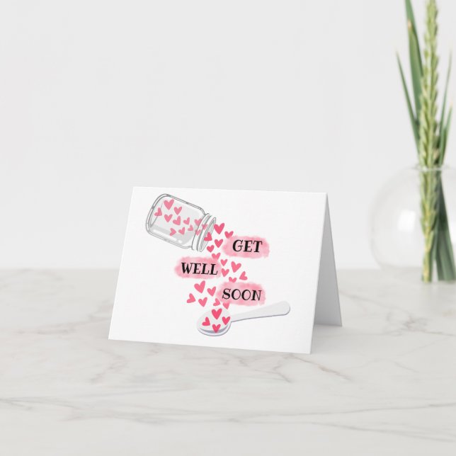 Carte Joli pot de coeurs pour un rétablissement rapide (Devant)