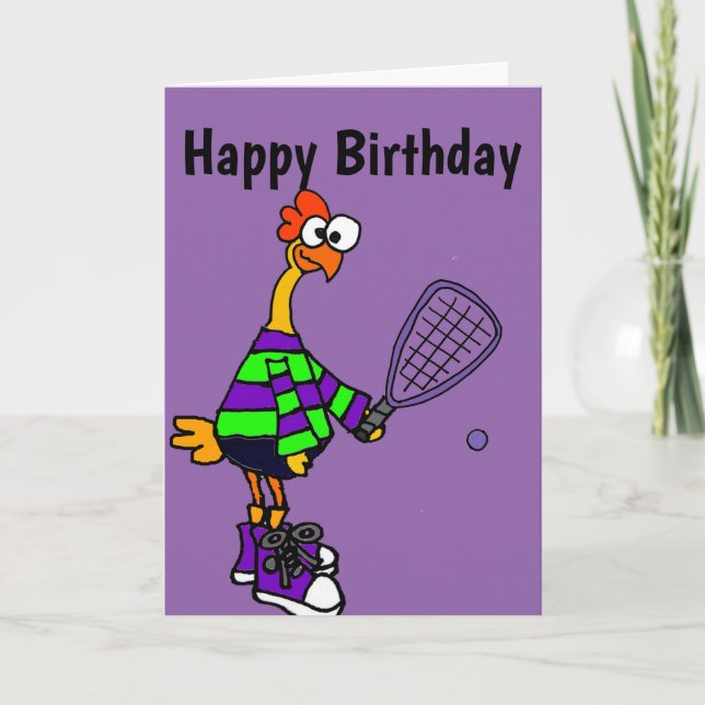 Carte Joli poulet en caoutchouc Jouer Racquetball Cartoo (Devant)