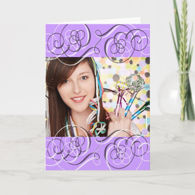 Carte Joli Purple Spirls Ajouter Votre Photo Anniversair (Devant)