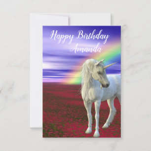 Carte Joli Rainbow Unicorn Champ de fleurs