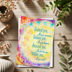 Carte Joli rêve floral Inspirant Citation de graduation