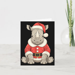 Carte Joli Rhinocéros de Noël Santa Safari Animal