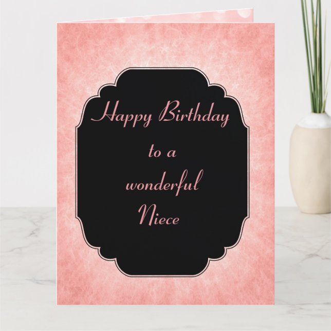 Carte Joli rose pastel Joyeux Anniversaire nièce (Devant)