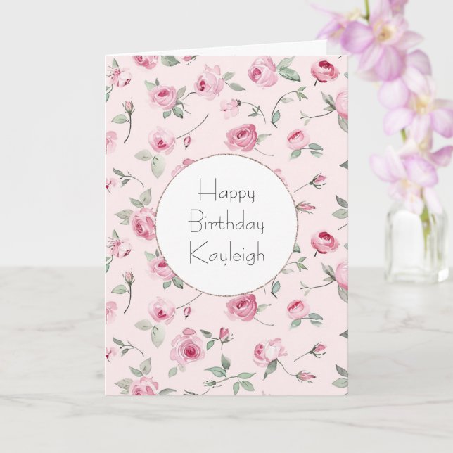 Carte Joli rose Roses Floral Anniversaire (Orchidée)