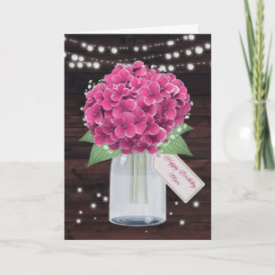 Carte Joli Russe rose Hydrangea Mère Anniversaire