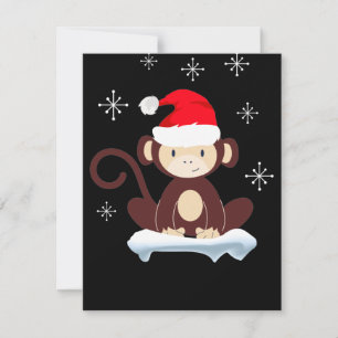 Carte Joli singe dans la neige, joyeux Noël