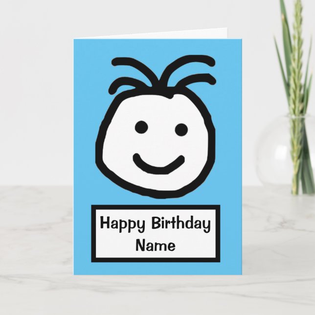 Carte Joli Sourire Face Bleu Anniversaire (Devant)