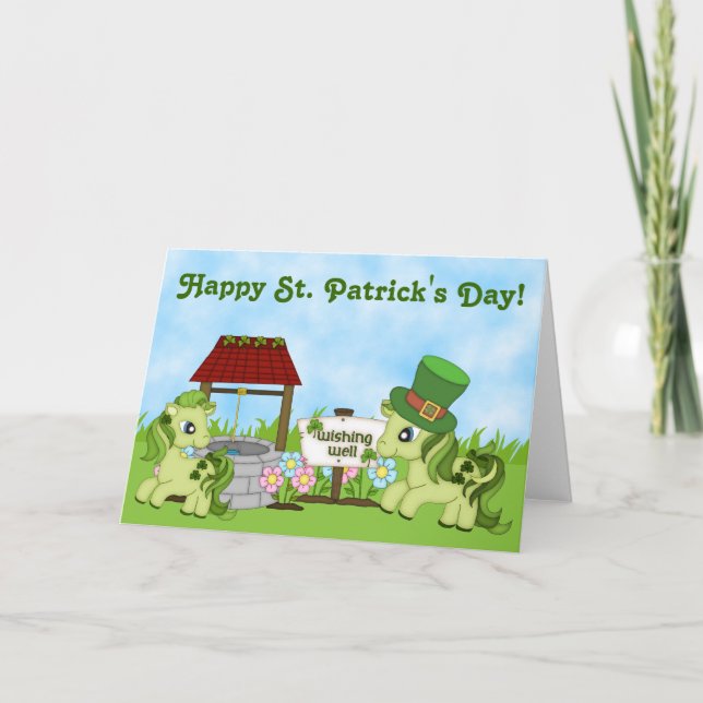 Carte Joli St. Patrick's Day Horse Ponies Vert (Devant)