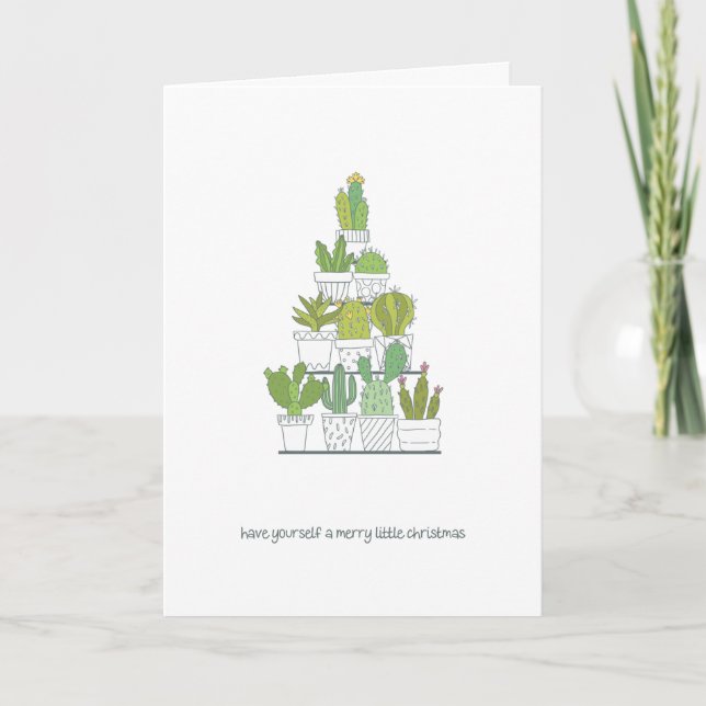 Carte Joli Succulent Et Cactus Noël (Devant)