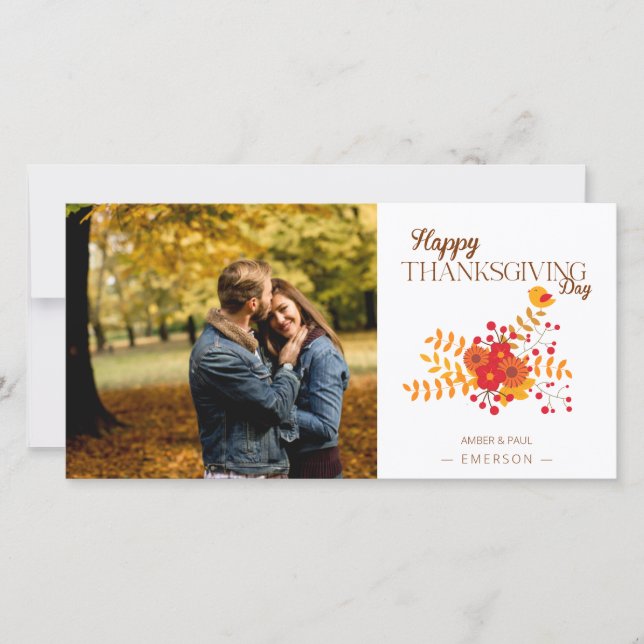 Carte Joli Thanksgiving d'automne avec des branches et d (Devant)