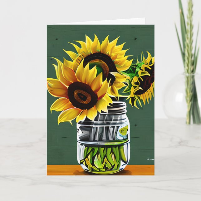 Carte Joli tournesol dans Vases Art | Anniversaire de So (Devant)