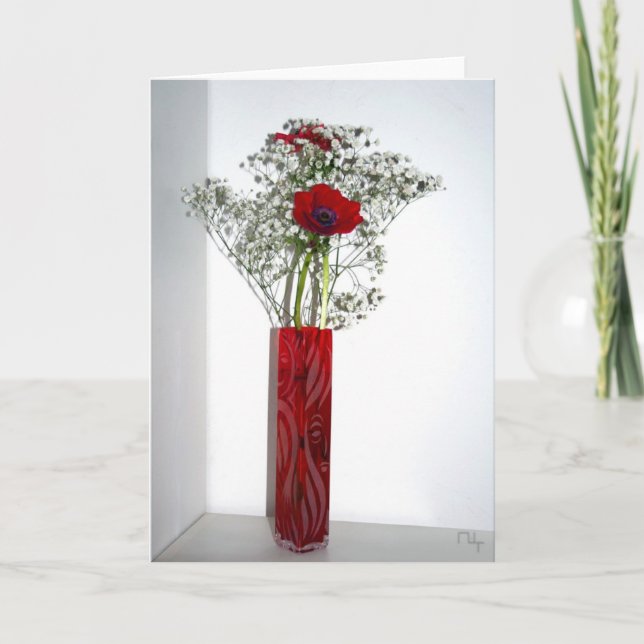 Carte Joli vase rouge sculpté (Devant)