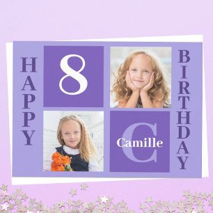 Carte Joli violet Filles personnalisées Photo Anniversai