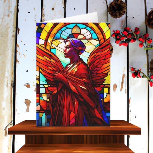 Carte Joli Vitrail Angel Art Noël (Créateur téléchargé)