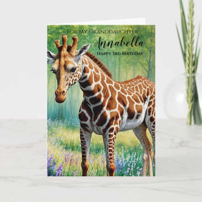 Carte Jolie 3ème anniversaire de la petite fille Cute Gi (Devant)
