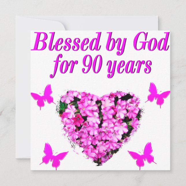 CARTE JOLIE 90E ANNIVERSAIRE FLORALE (Devant)