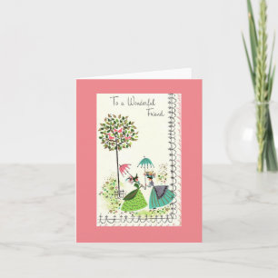 Carte Jolie amitié Vintage pour dames