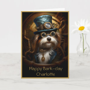 Carte Jolie Anniversaire Steampunk Chien Nom Personnalis