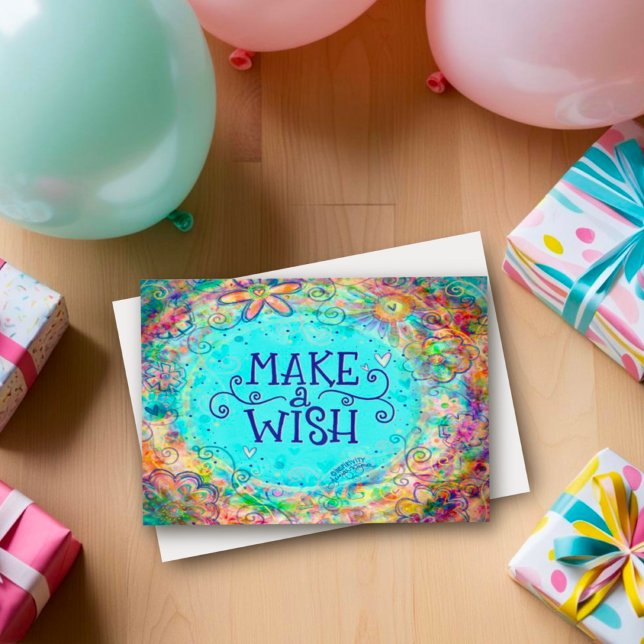 Carte Jolie Aqua Rendre un voeu heureux anniversaire fil (Créateur téléchargé)