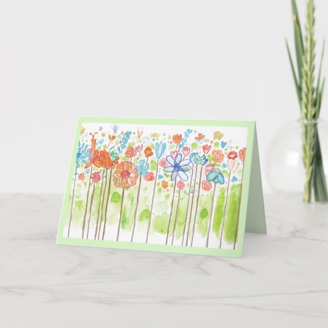 Carte Jolie Aquarelle Fleurs Whimsy (Devant)