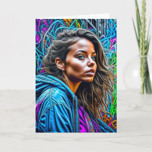 Carte Jolie art de rue graffiti couleur femme vide