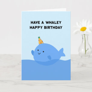 Carte Jolie Baleine Bleue Anniversaire Casquette Pun Ann