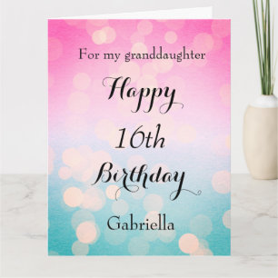 Carte Jolie Bokeh Joyeuse 16ème anniversaire petite-fill
