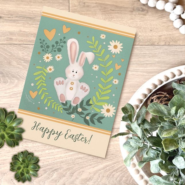 Carte Jolie Bunny Pastel Floral Pâques (Créateur téléchargé)