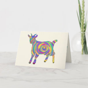 Carte Jolie chèvre spirale colorée amusante art animal i
