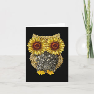 Carte Jolie chouette graine de tournesol hippie tourneso