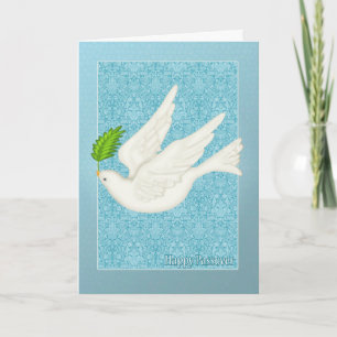 Carte Jolie colombe pour la pâque avec la feuille olive