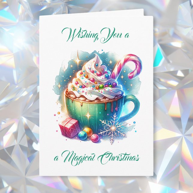 Carte Jolie Coupe de Noël d'aquarelle de cacao chaud (Créateur téléchargé)